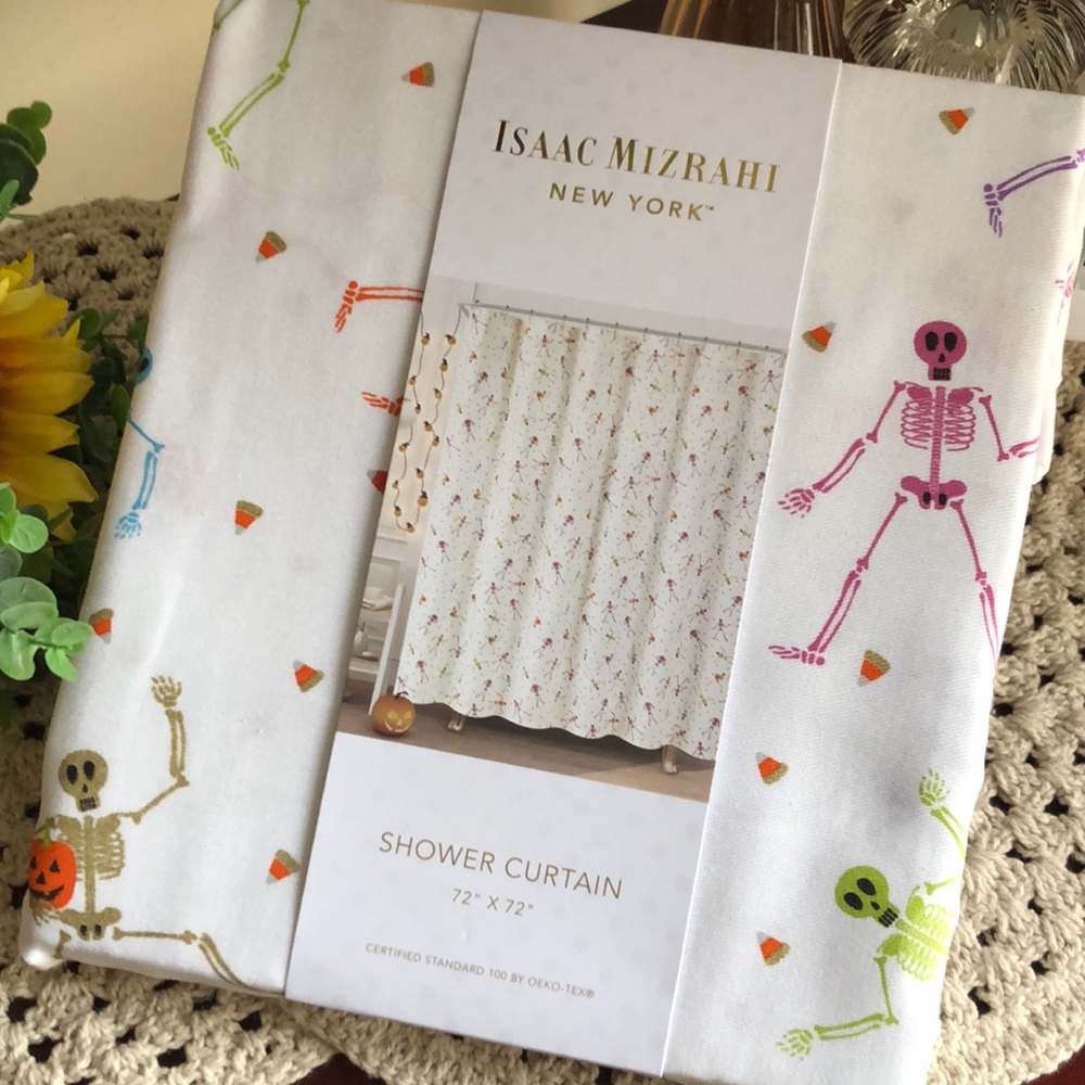 Isaac Mizrahi Colorful Halloween Skeleton Shower Curtain